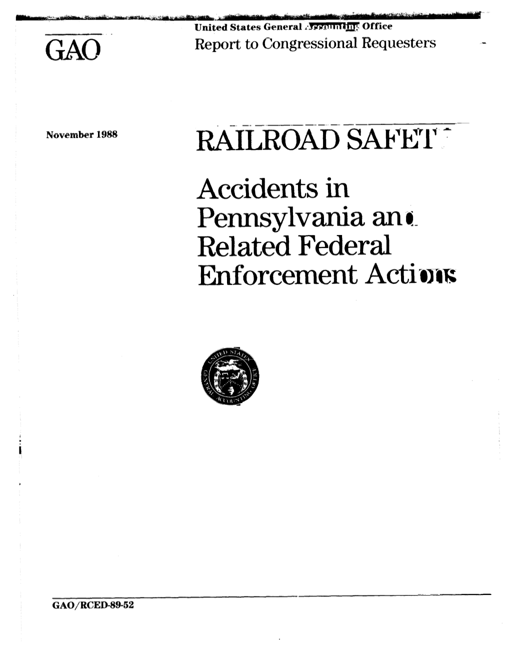 RCED-89-52 Railroad Safety: Accidents in Pennsylvania And