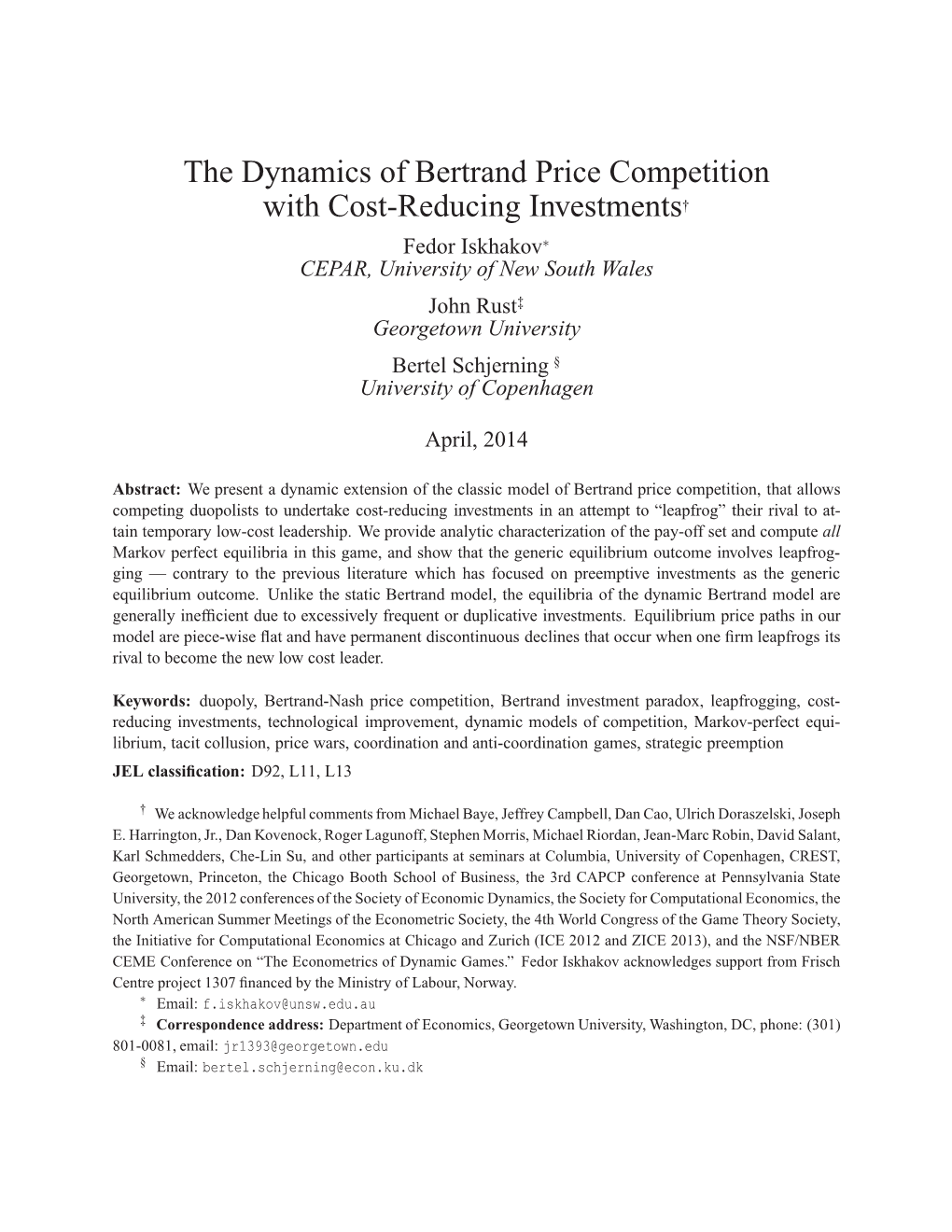 The Dynamics of Bertrand Price Competition with Cost-Reducing