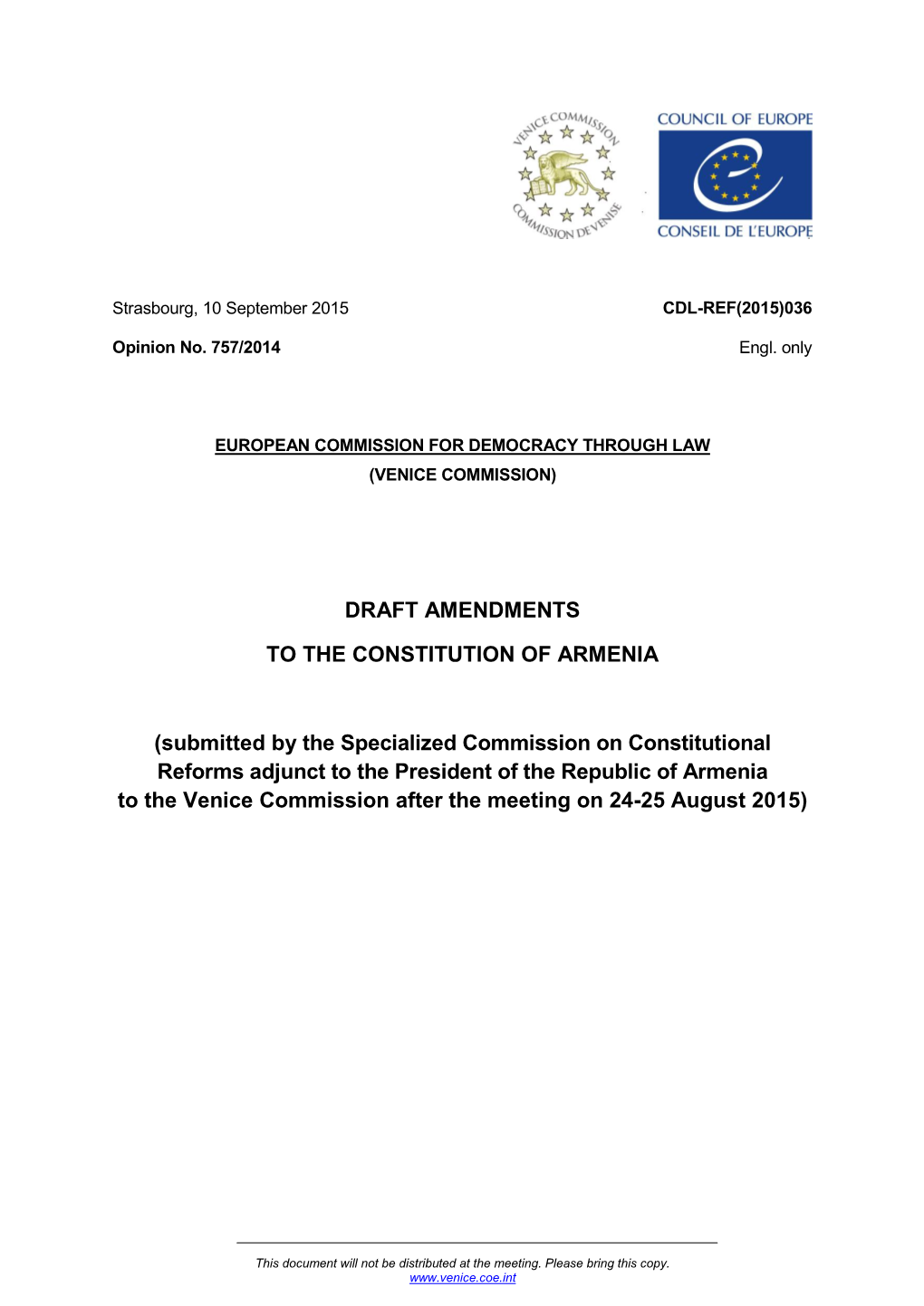 Draft Amendments to the Constitution of Armenia