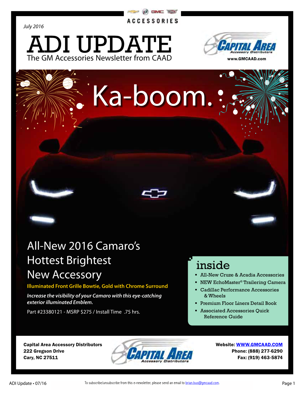 Accessories Newsletter from CAAD Ka-Boom