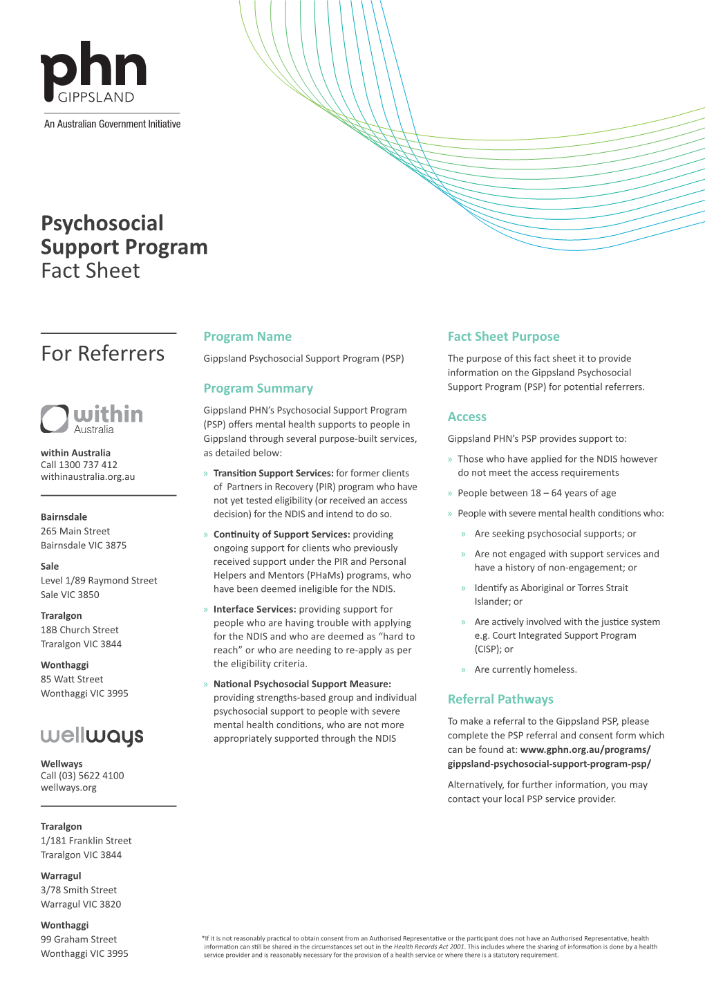 For Referrers Psychosocial Support Program Fact Sheet