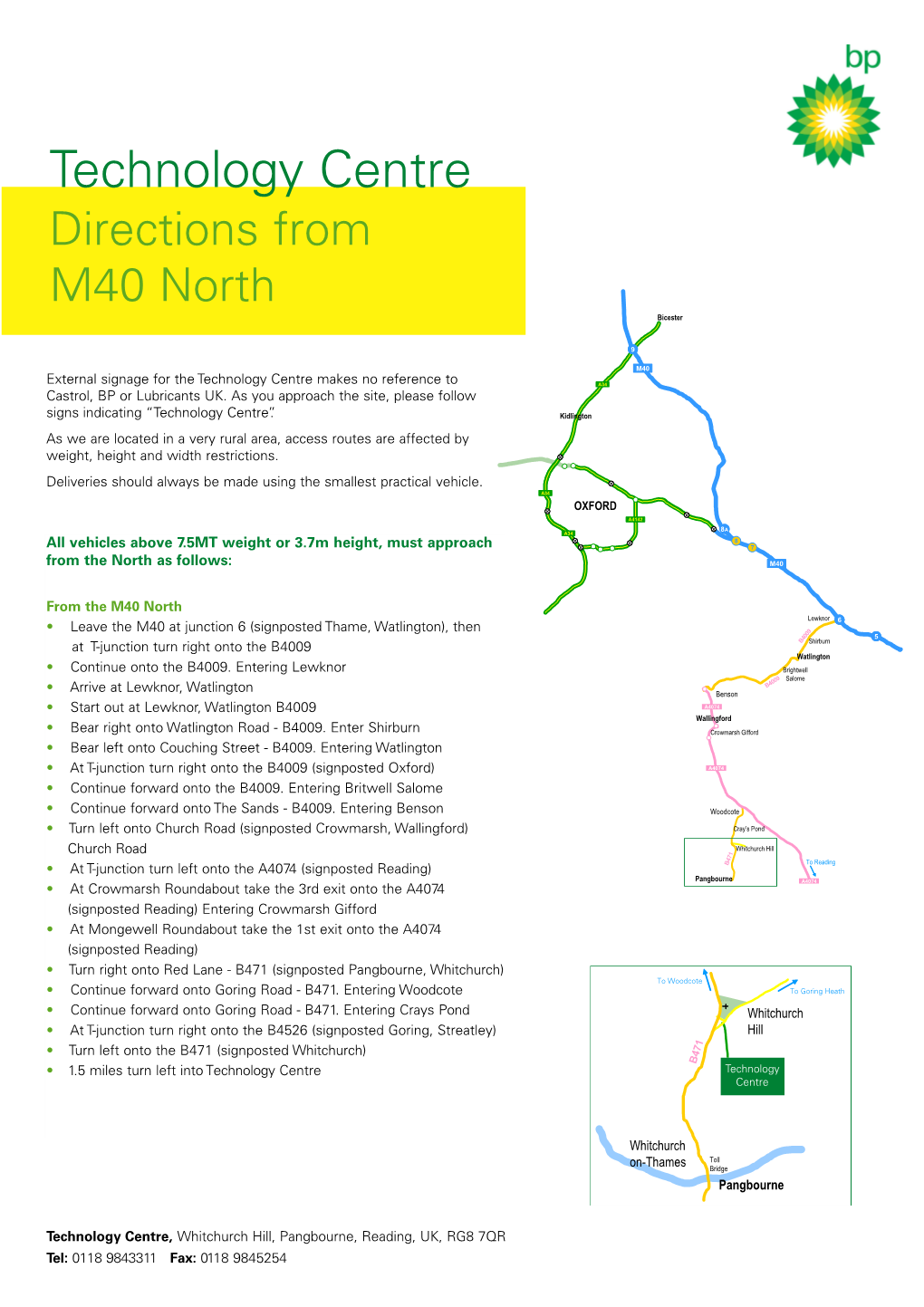 Directions to Technology Centre