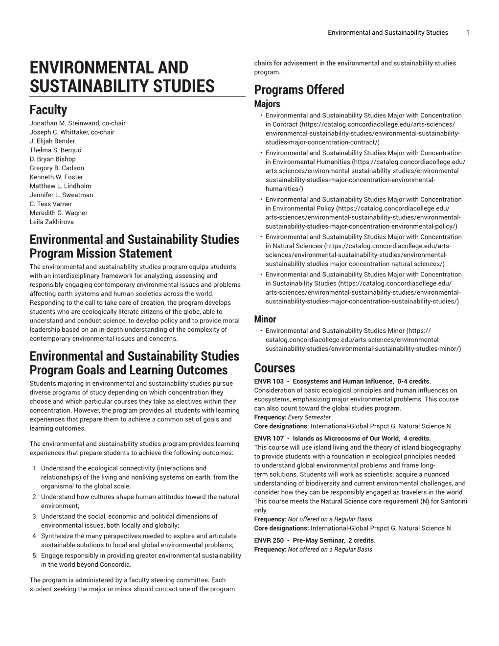 Environmental and Sustainability Studies 1
