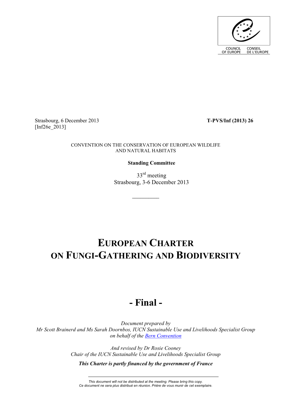 European Charter on Fungi-Gathering and Biodiversity