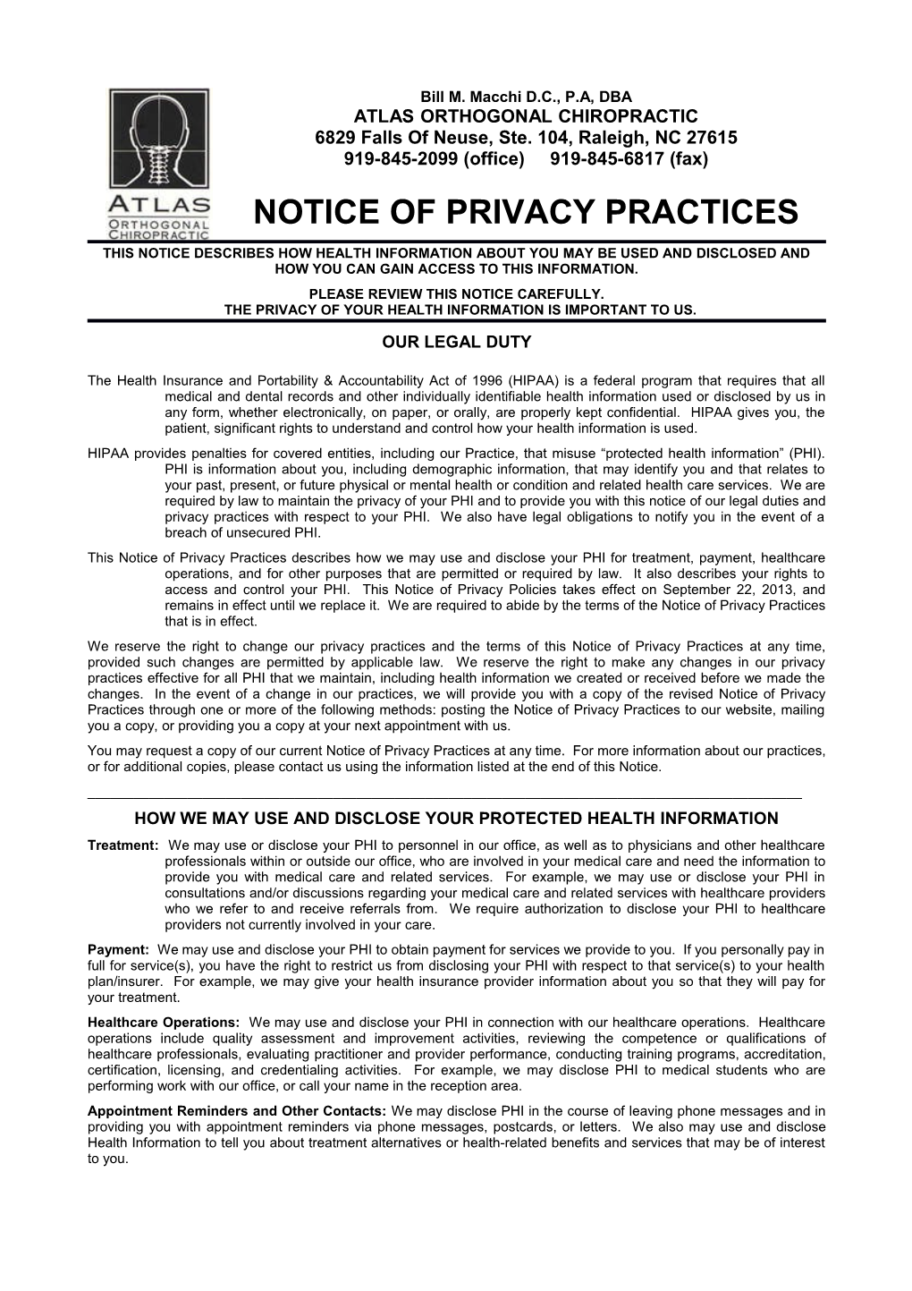 ADA.Org: Notice of Privacy Practices