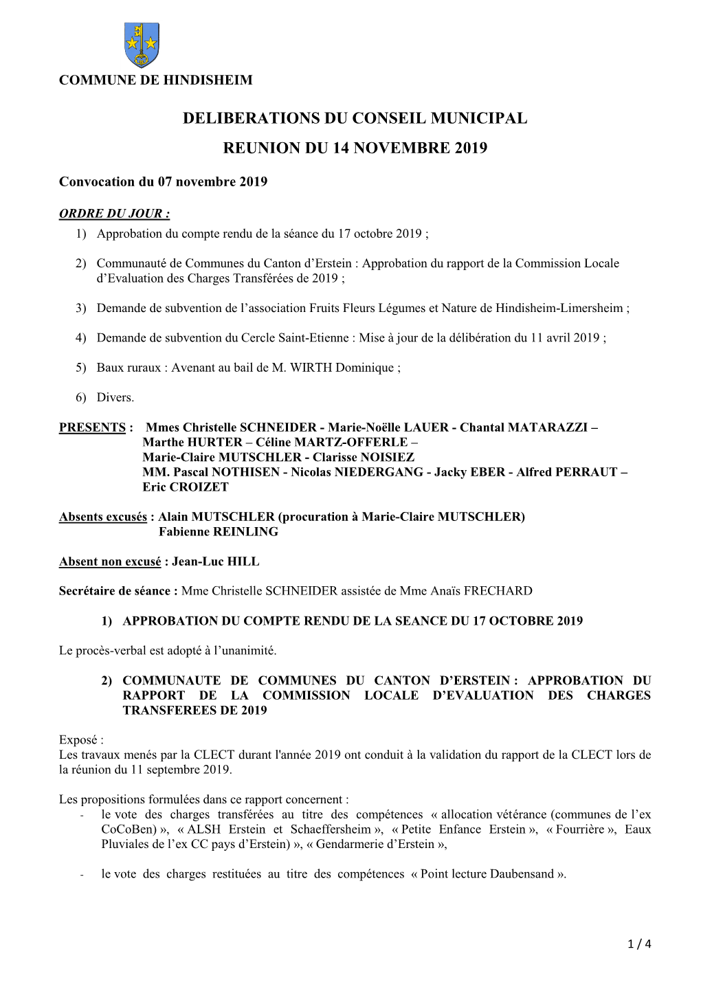 Deliberations Du Conseil Municipal