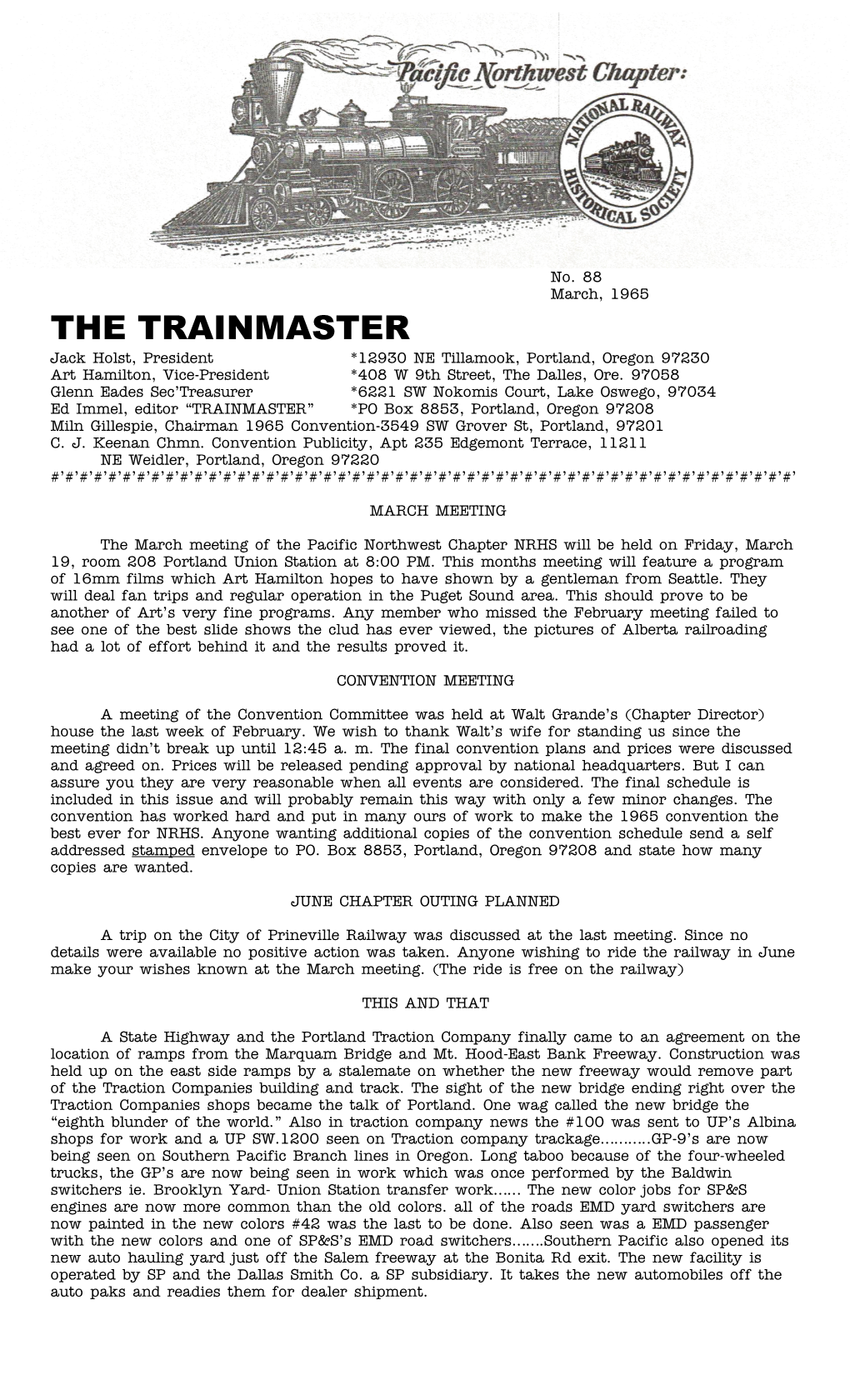 The Trainmaster, March 1965