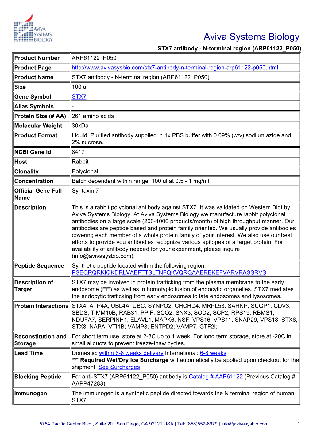 Product Datasheet: ARP61122 P050