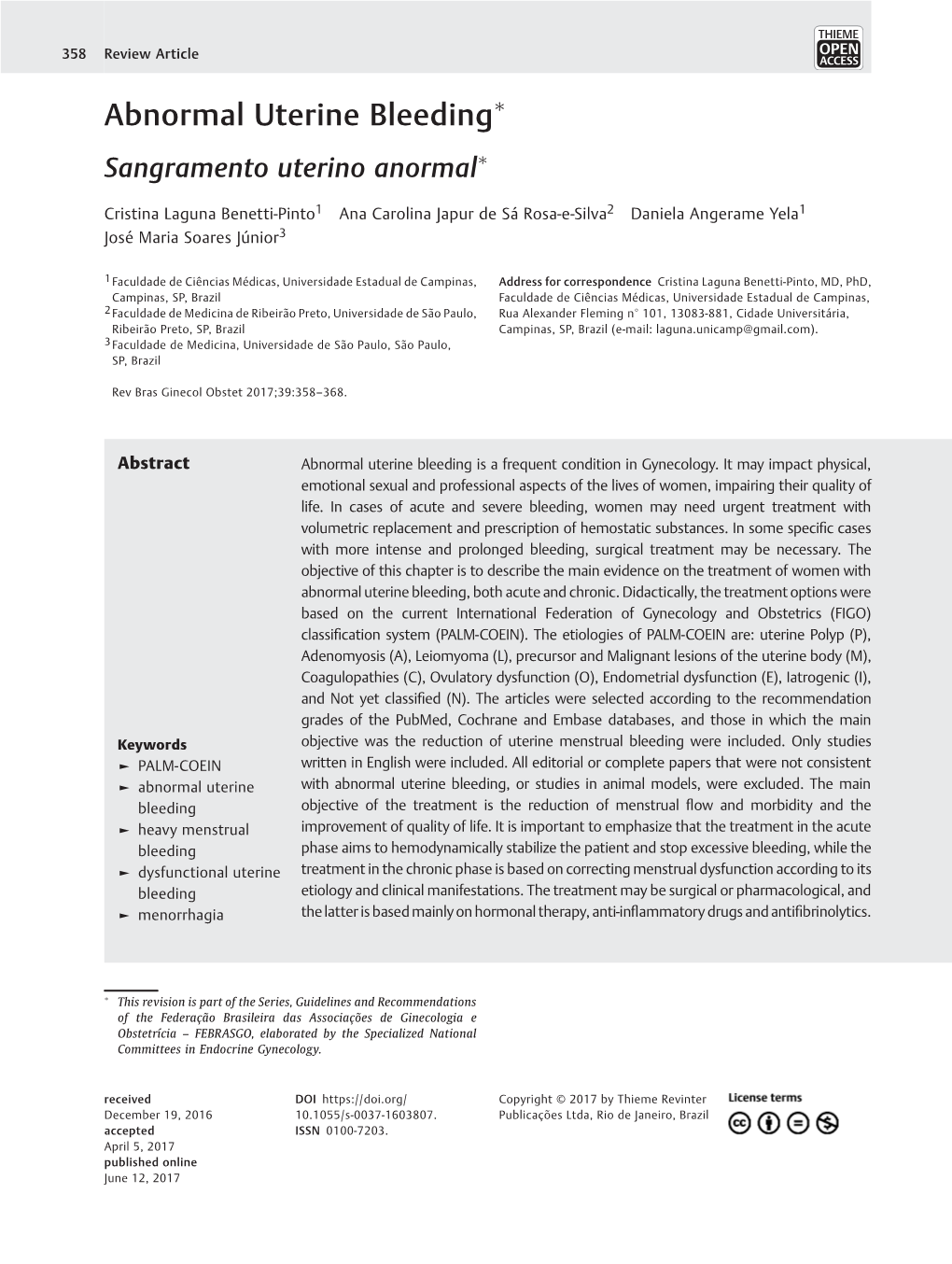 Abnormal Uterine Bleeding � Sangramento Uterino Anormal