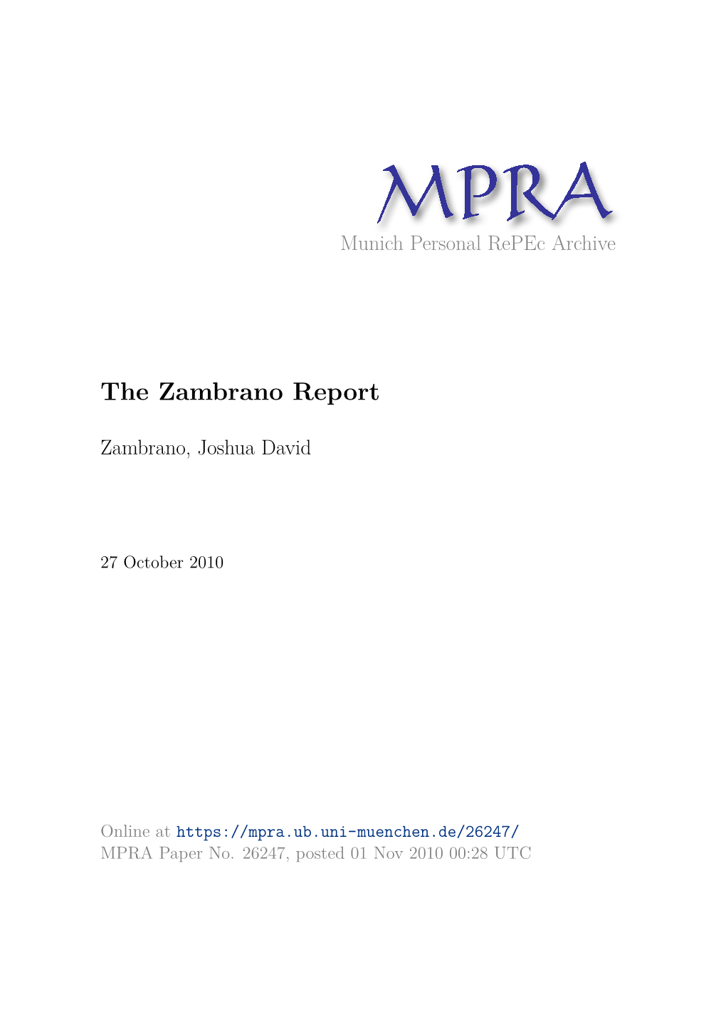 The Zambrano Report