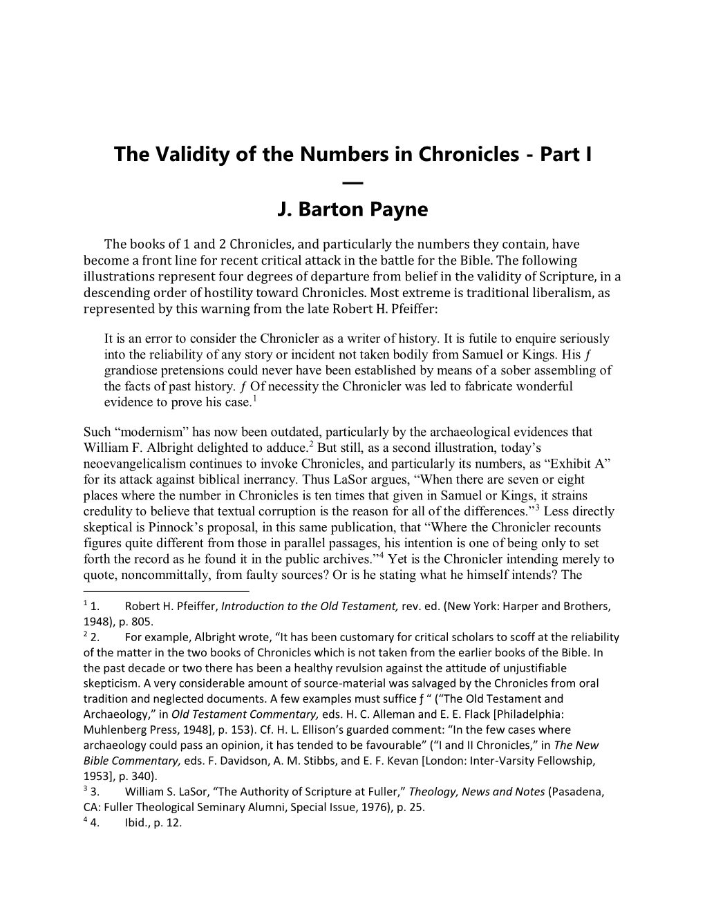 The Validity of the Numbers in Chronicles - Part I — J