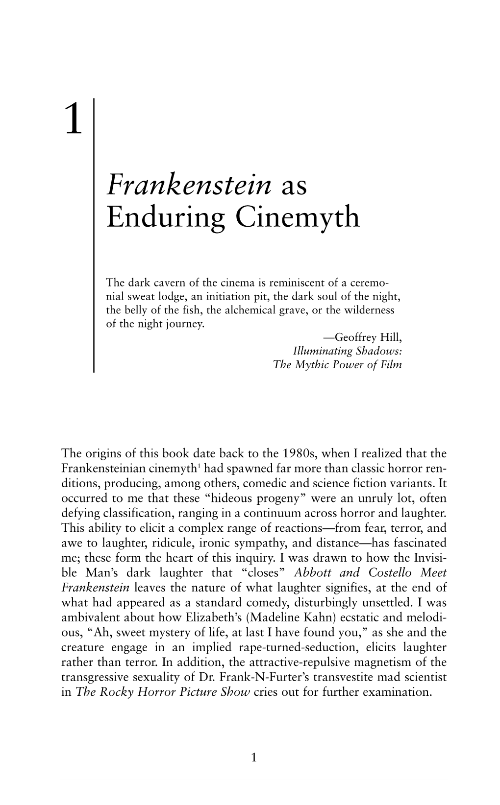 Frankenstein As Enduring Cinemyth