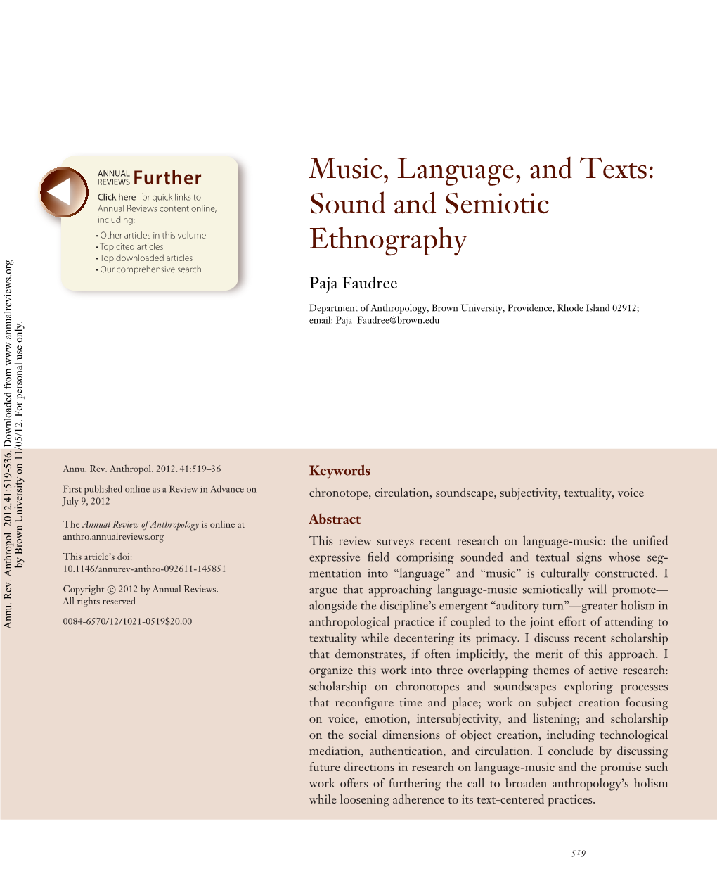 Music, Language, and Texts: Sound and Semiotic Ethnography