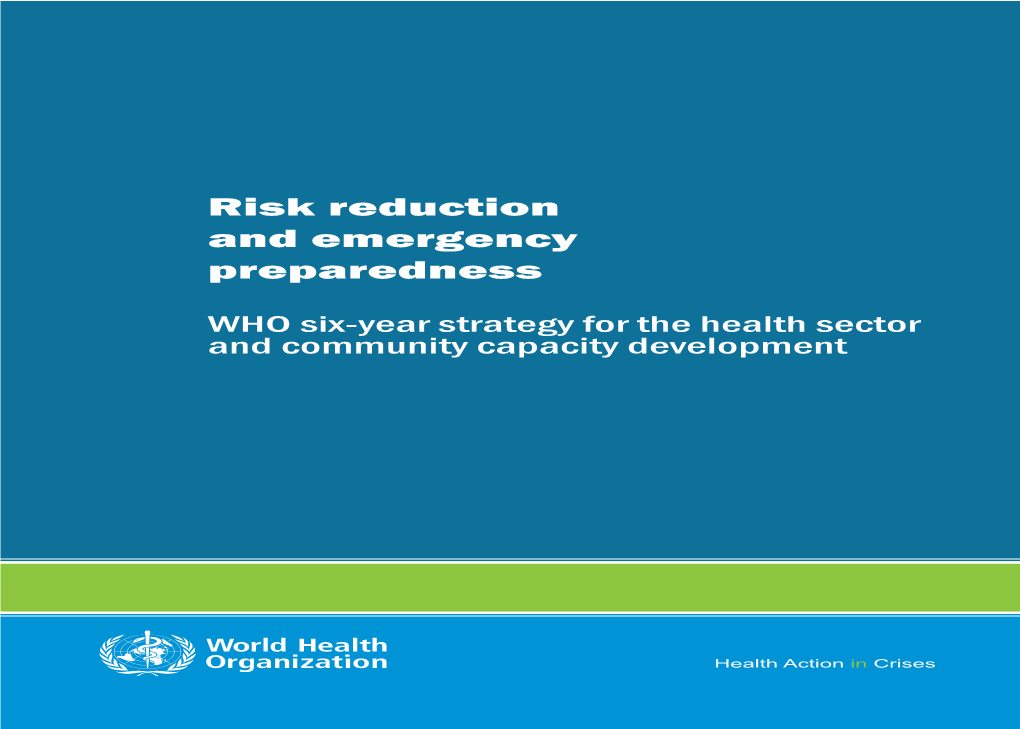 Risk Reduction and Emergency Preparedness