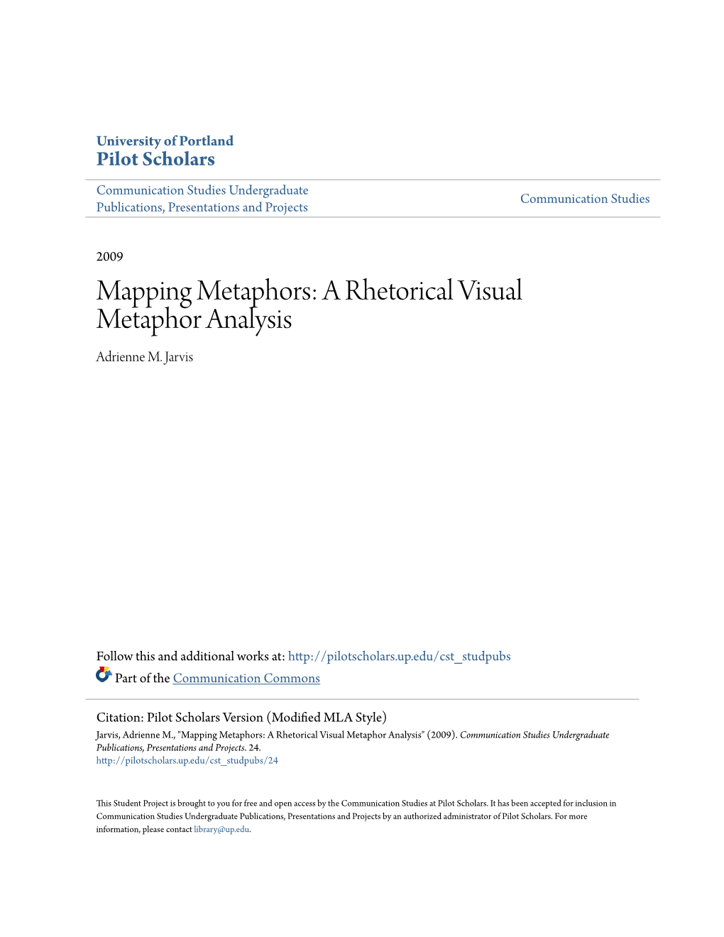 Mapping Metaphors: a Rhetorical Visual Metaphor Analysis Adrienne M