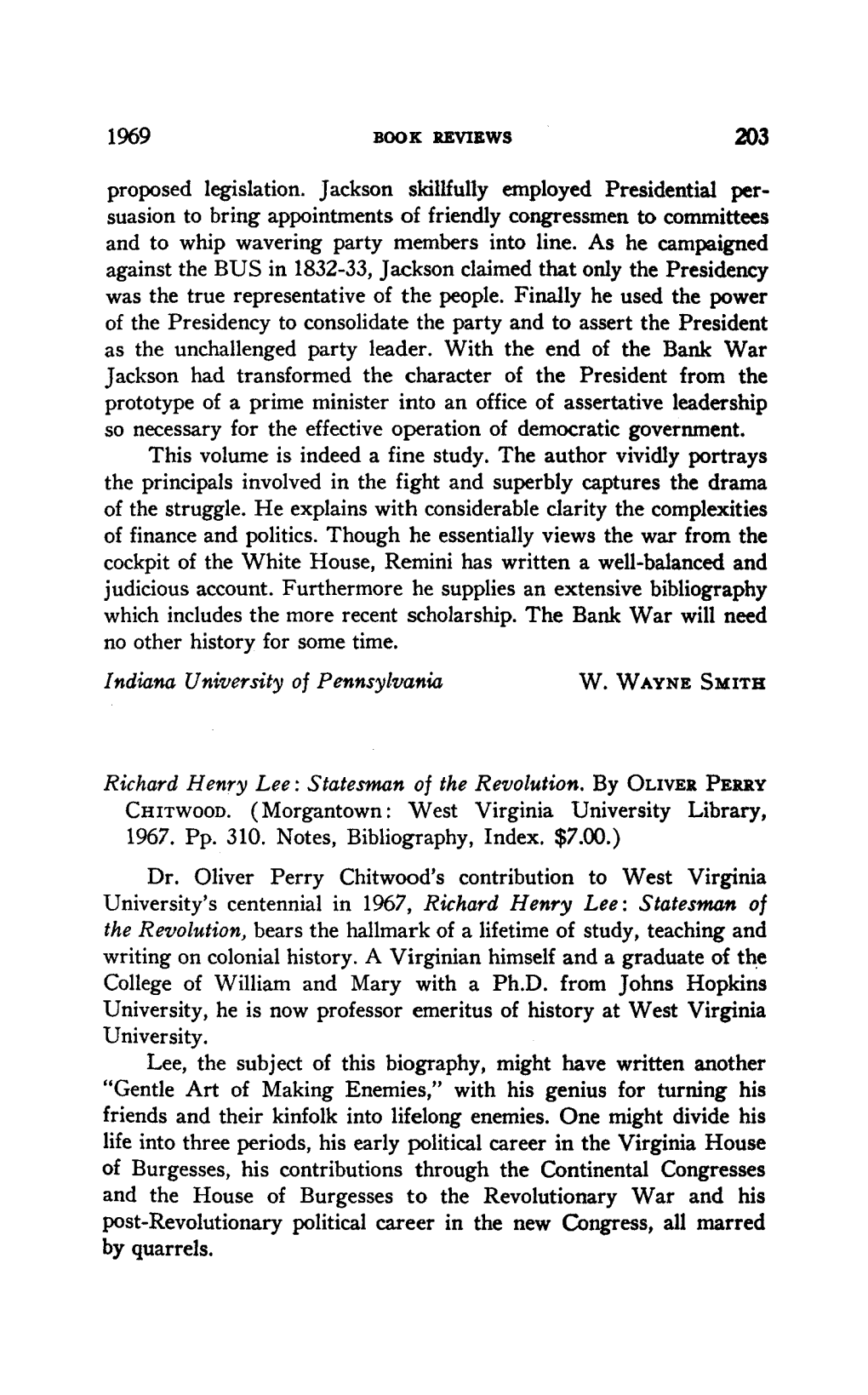 1969 Proposed Legislation. Jackson Skillfully Employed Presidential Per