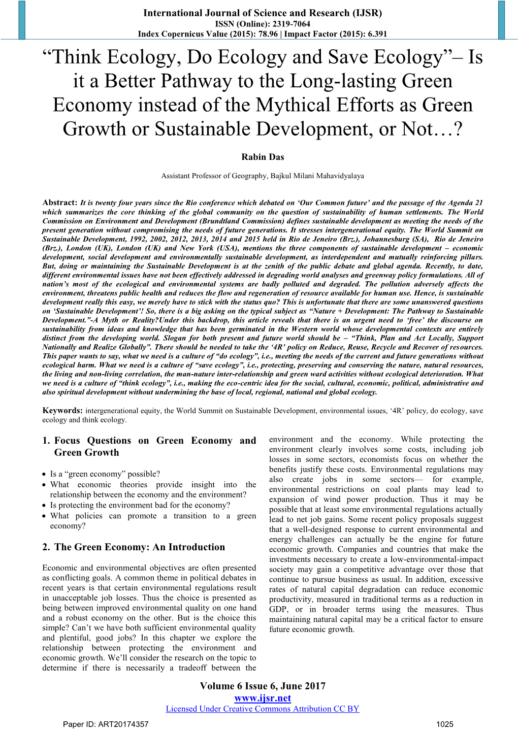 Is It a Better Pathway to the Long-Lasting Green Economy Instead of the Mythical Efforts As Green Growth Or Sustainable Development, Or Not…?