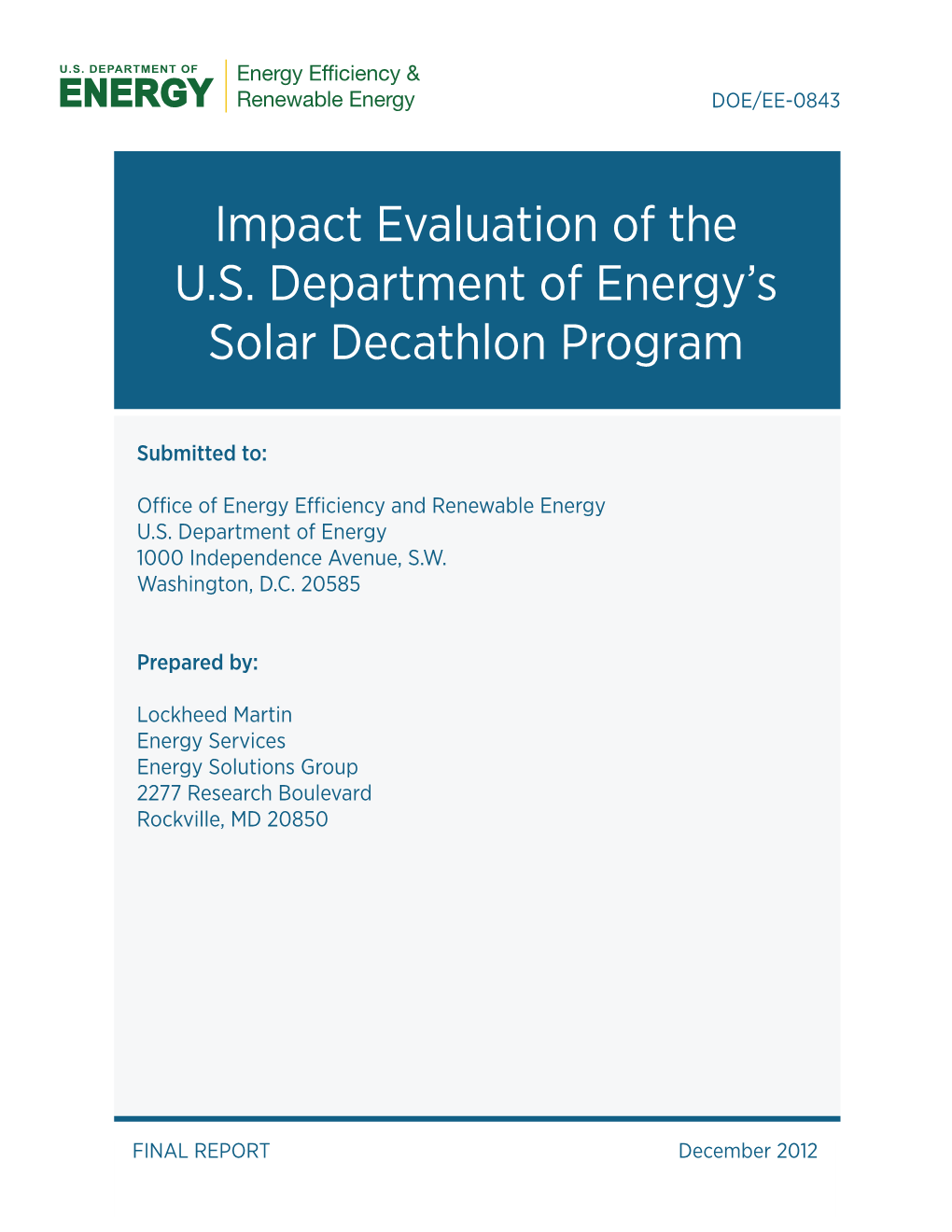 Impact Evaluation of the U.S. Department of Energy's Solar Decathlon Program