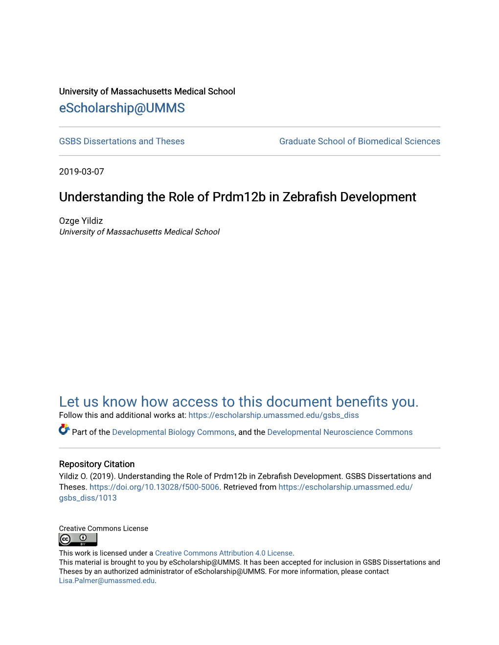 Understanding the Role of Prdm12b in Zebrafish Development