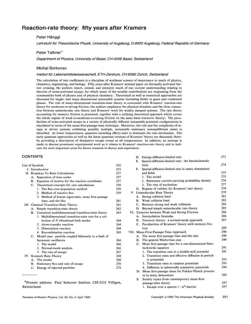 Reaction-Rate Theory: Fifty Years After Kramers