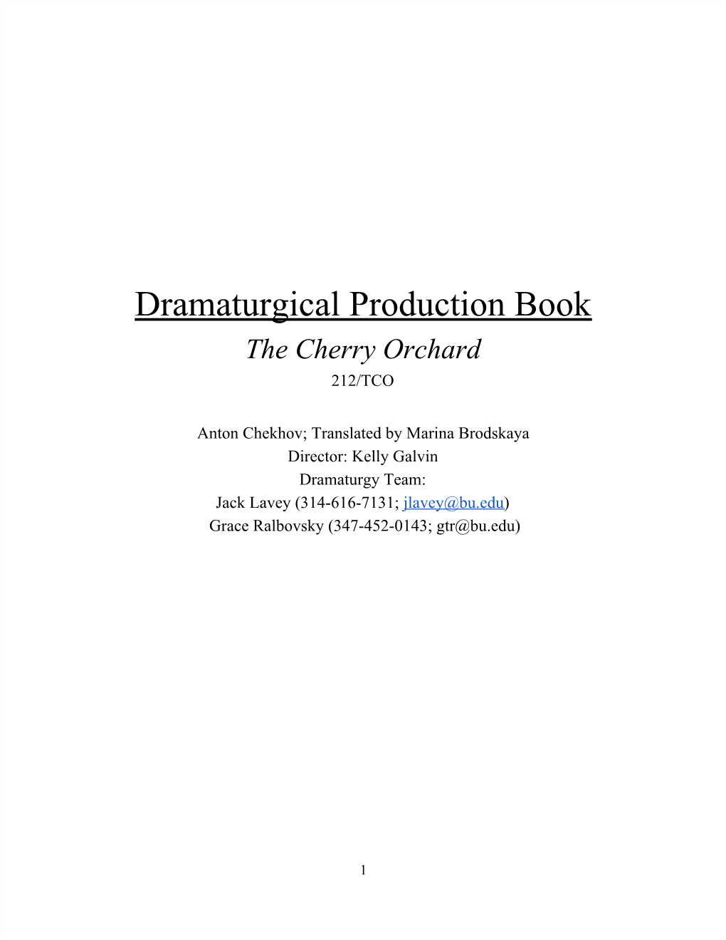 The Cherry Orchard 212/TCO