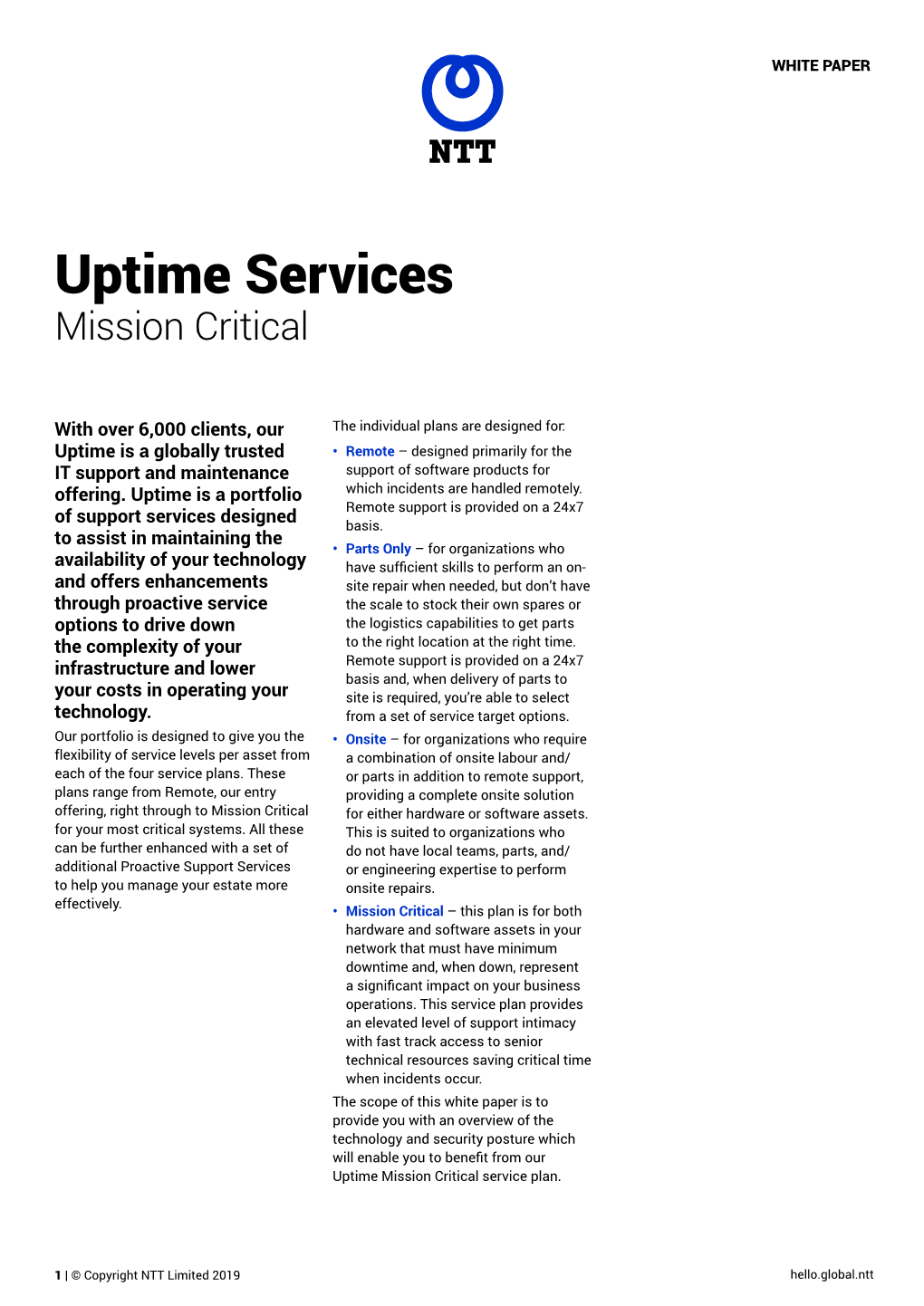 Uptime Services Mission Critical