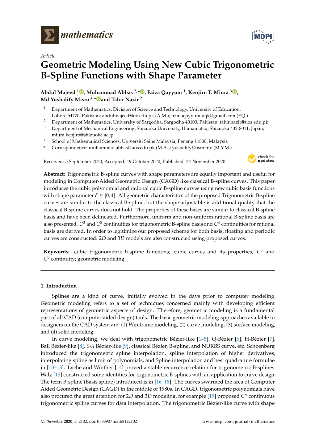 Geometric Modeling Using New Cubic Trigonometric B-Spline Functions with Shape Parameter