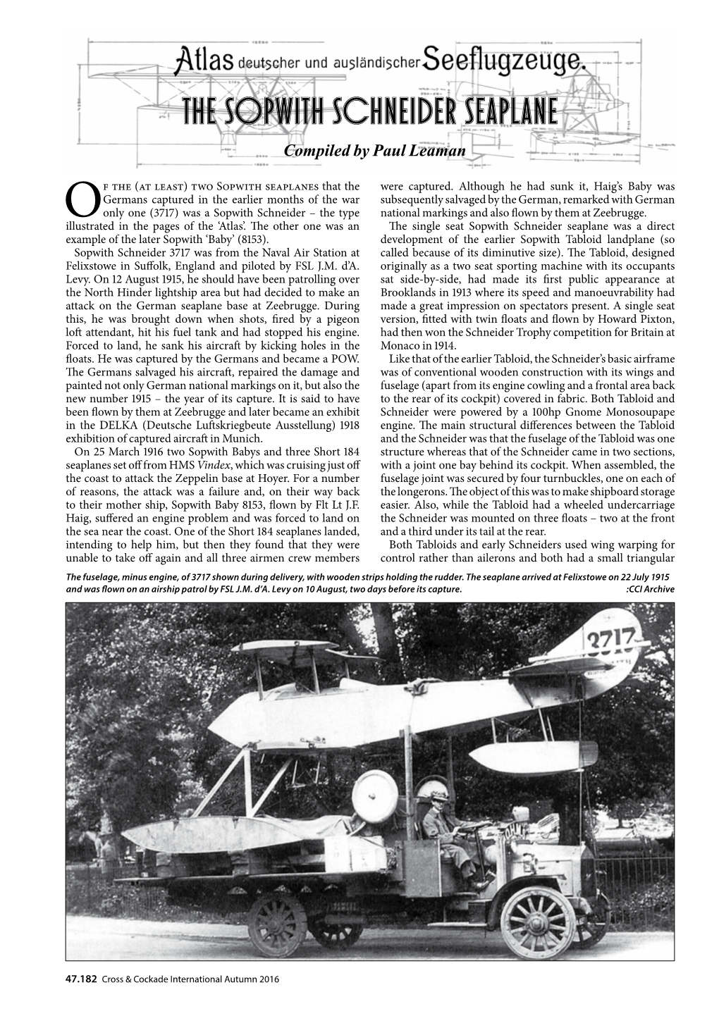 The Sopwith Schneider Seaplane Compiled by Paul Leaman