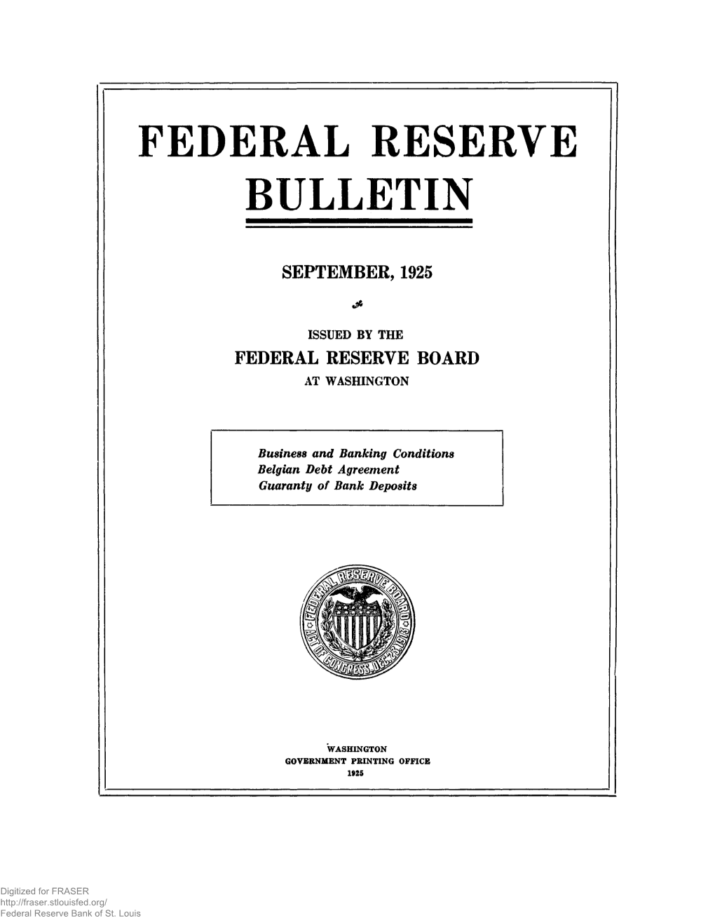 Federal Reserve Bulletin September 1925