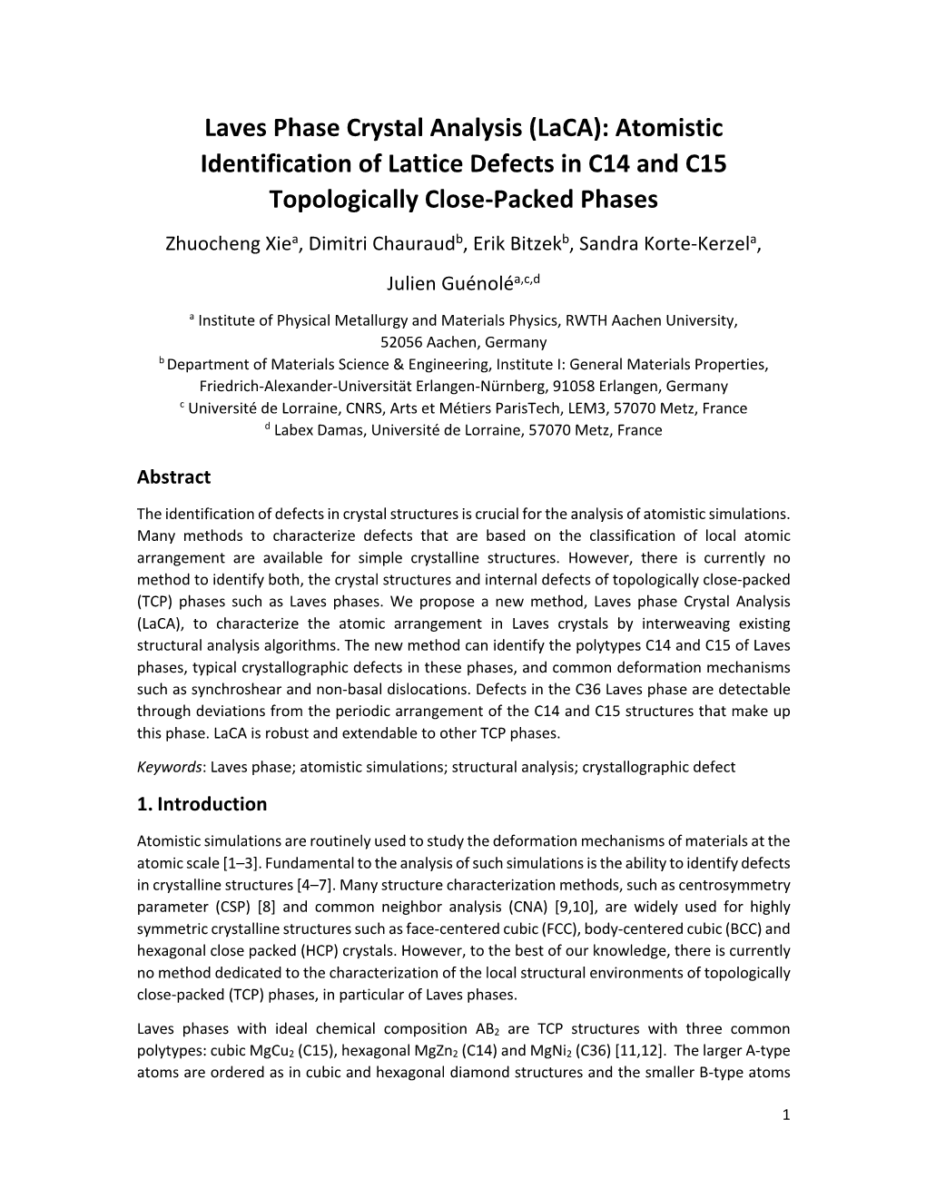 Laves Phase Crystal Analysis (Laca)