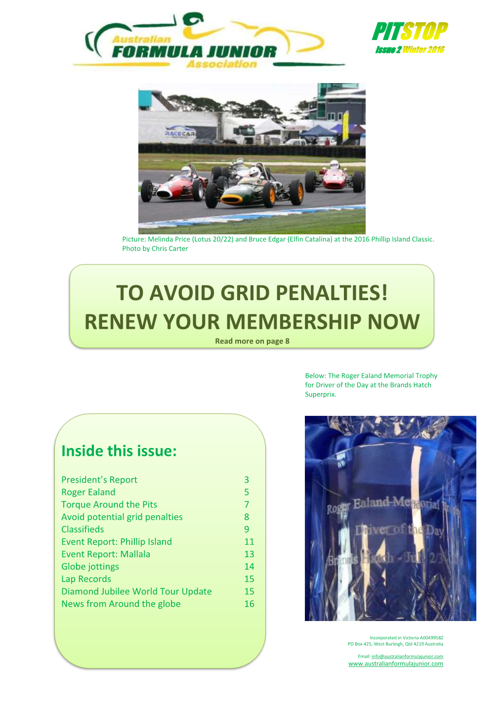 Pit to Avoid Grid Penalties! Renew Your Membership