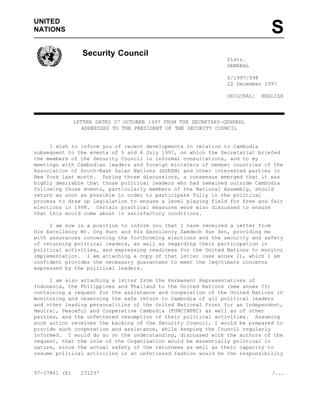 Security Council Distr