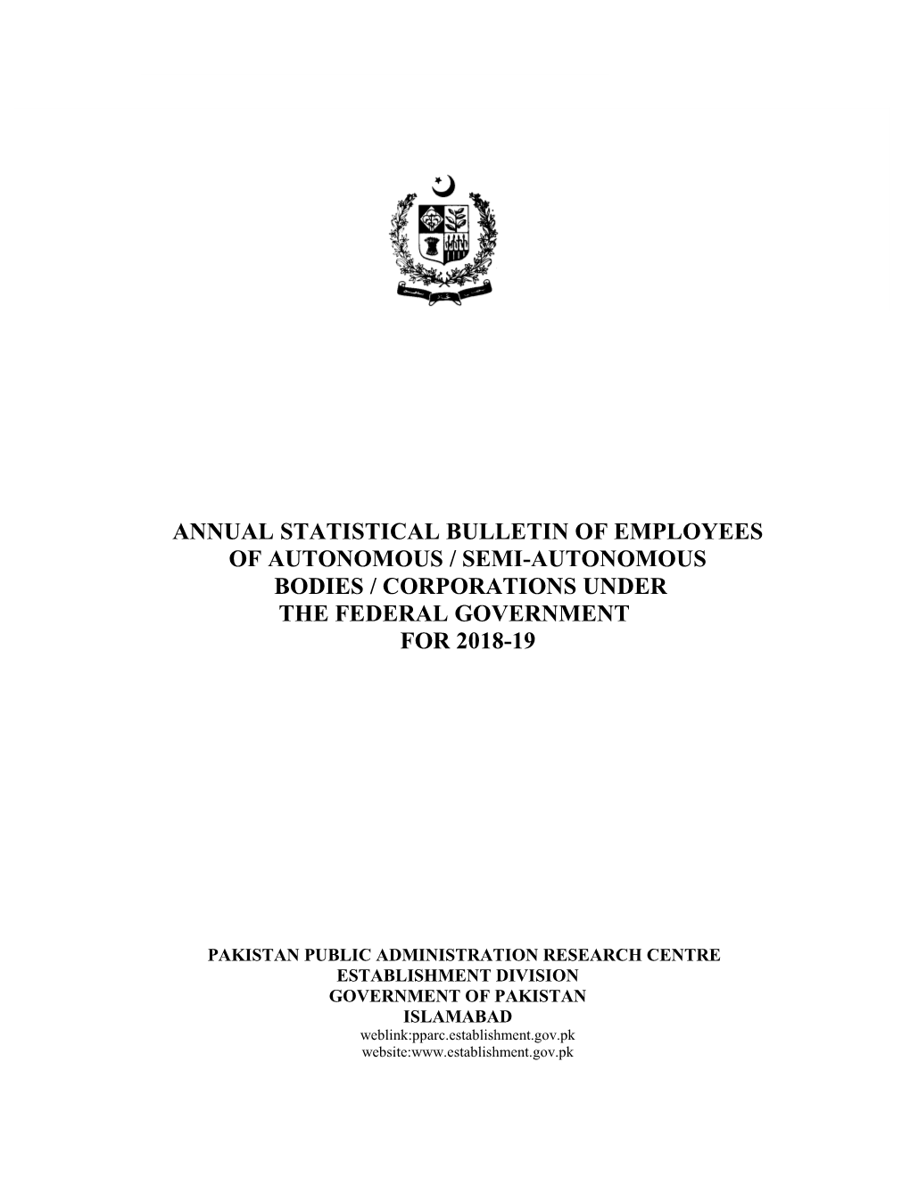 Annual Statistical Bulletin of Employees of Autonomous/Semi-Autonomous Bodies/Corporations