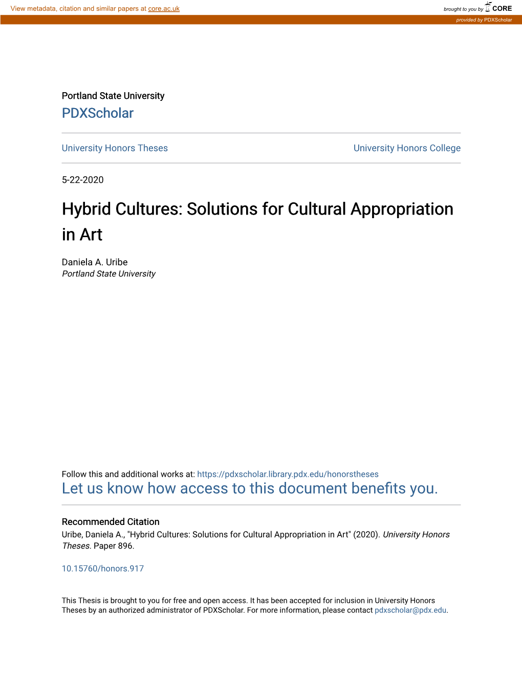 Hybrid Cultures: Solutions for Cultural Appropriation in Art