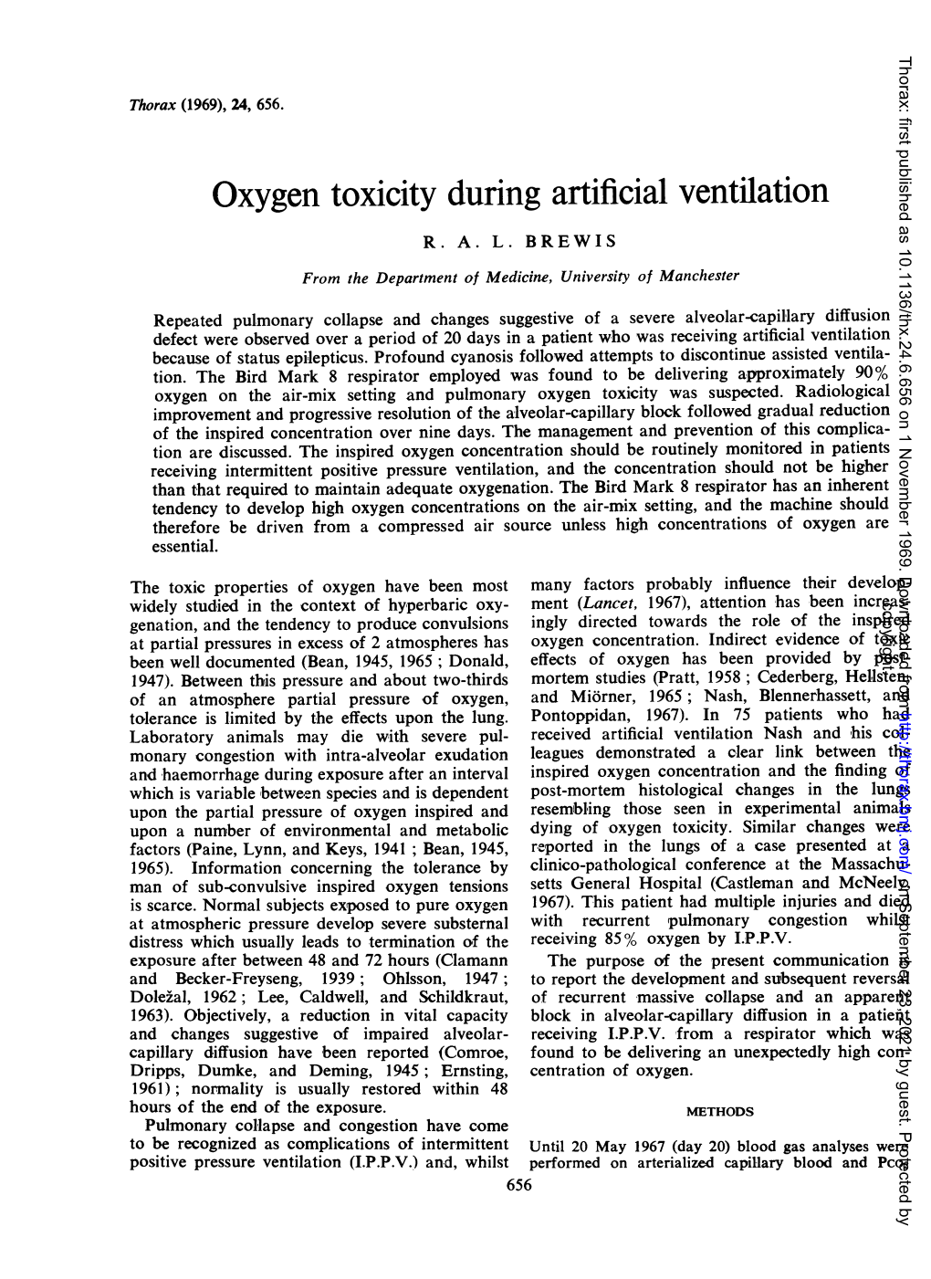 Oxygen Toxicity During Artificial Ventilation R