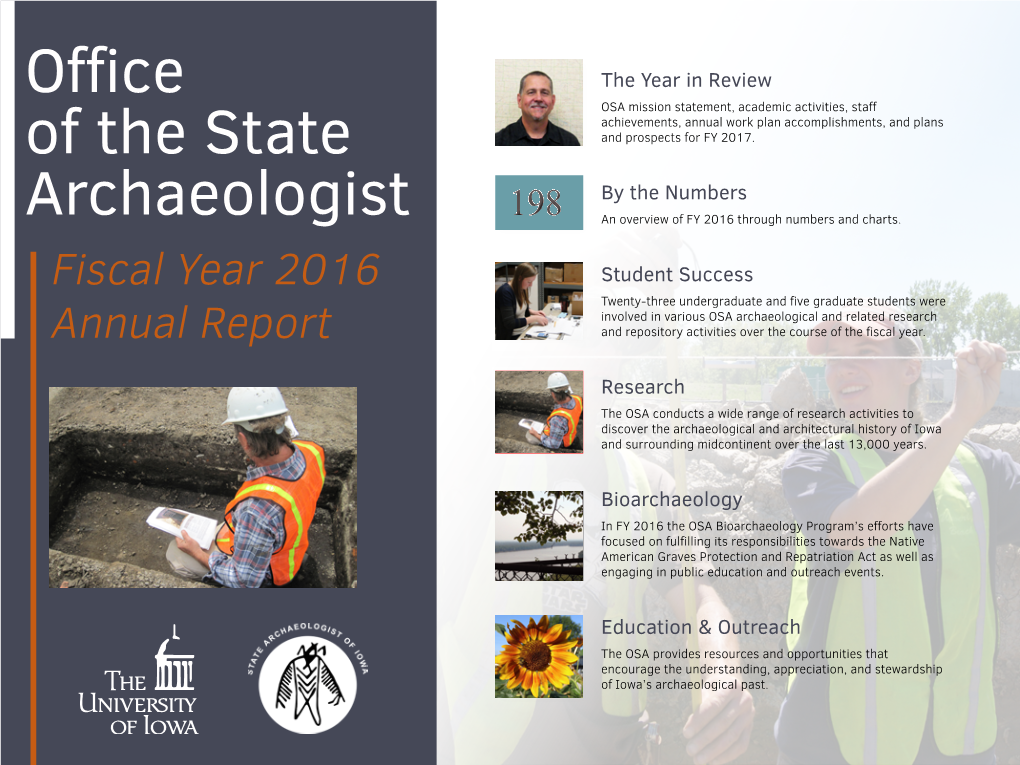 Office of the State Archaeologist Return to Table of Contents Academic Activities