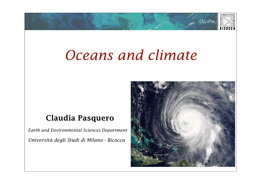 Oceans and Climate