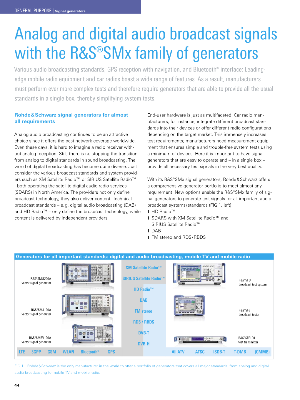 Analog and Digital Audio Broadcast Signals with the R&S®Smx Family of Generators