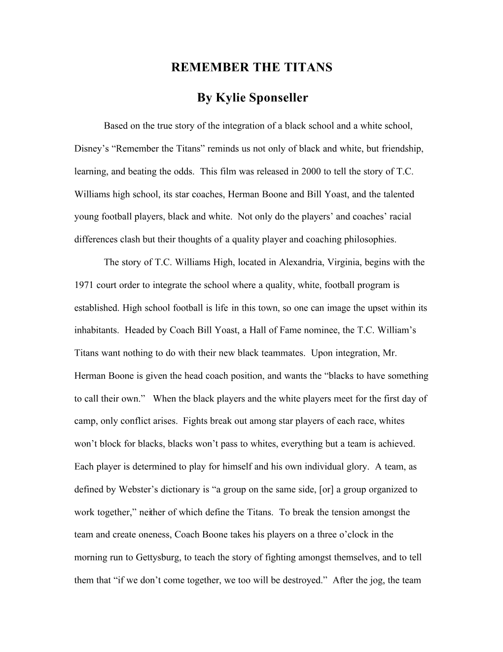 REMEMBER the TITANS by Kylie Sponseller