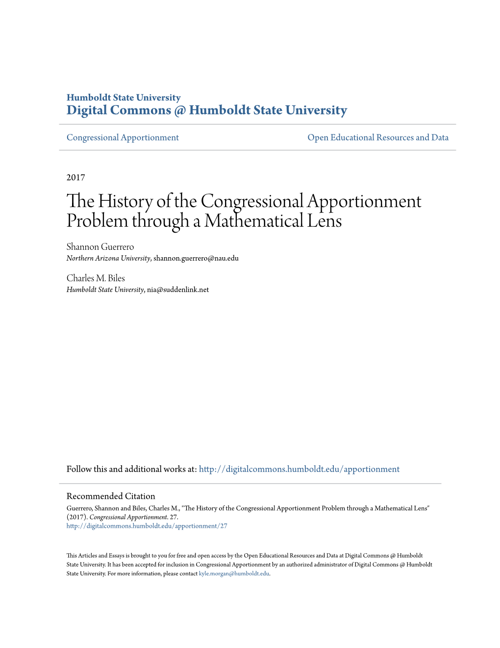 The History of the Congressional Apportionment Problem Through a Mathematical Lens