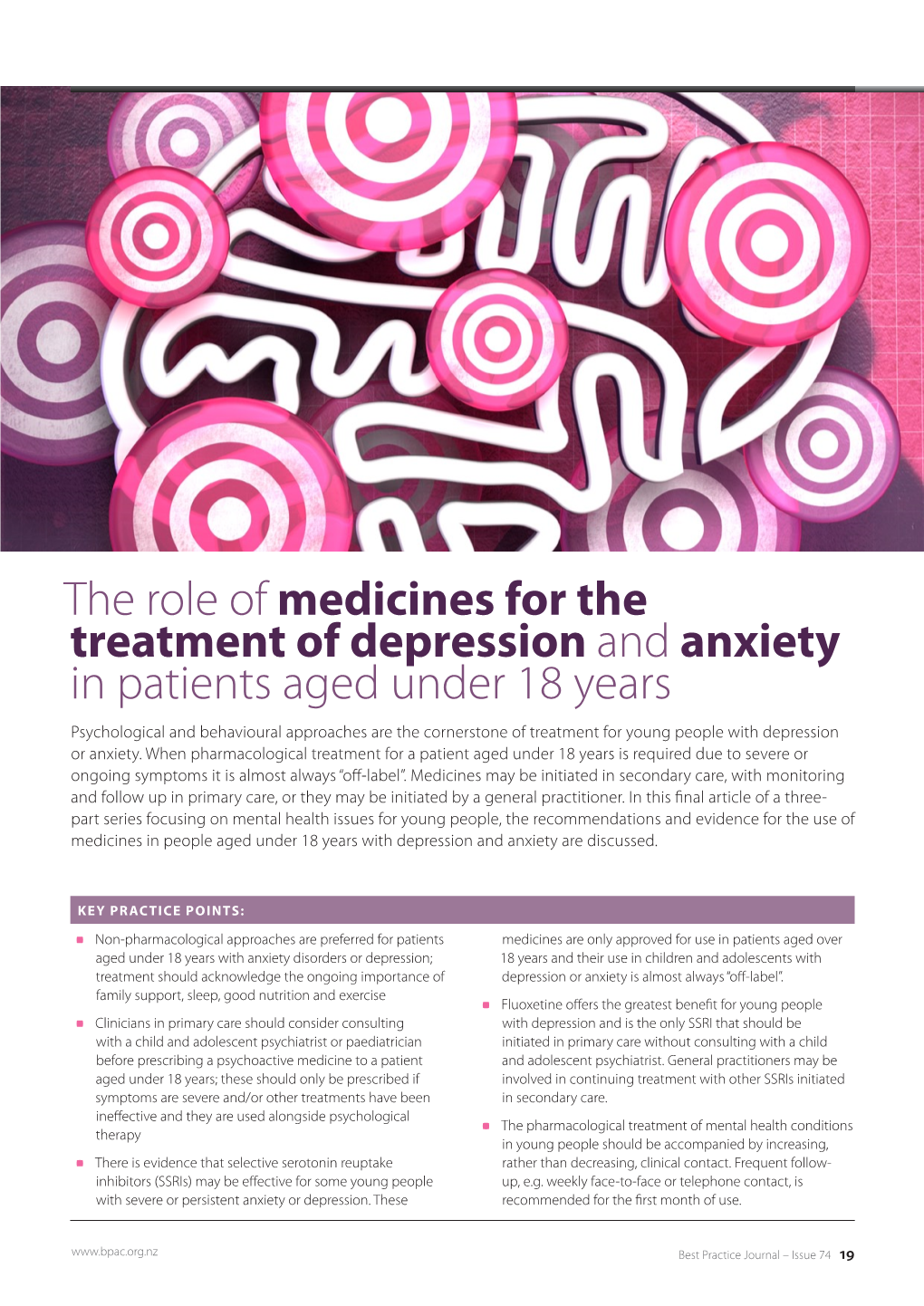 The Role of Medicines for the Treatment of Depression and Anxiety In