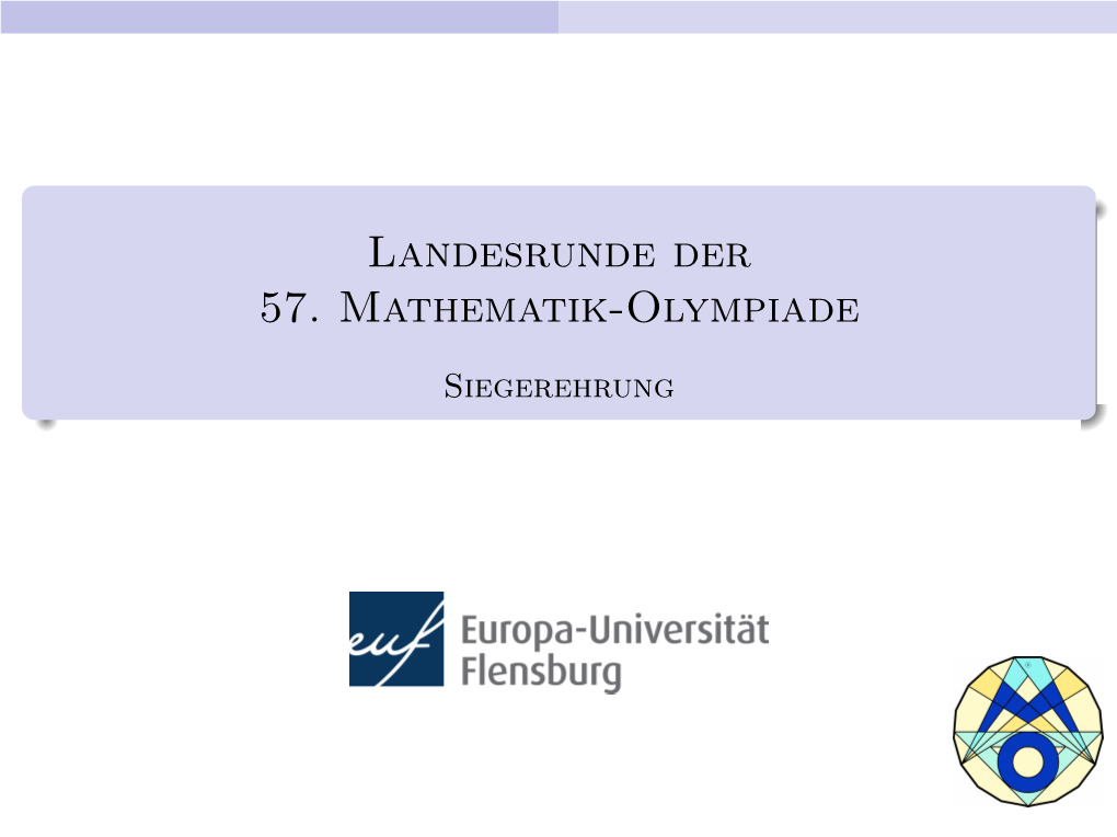 Landesrunde Der 57. Mathematik-Olympiade