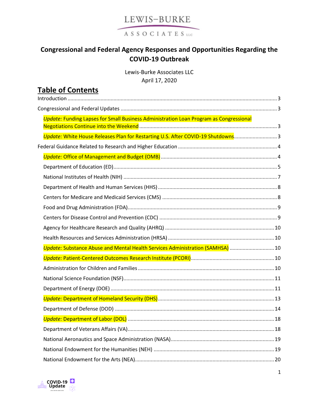 Table of Contents Introduction