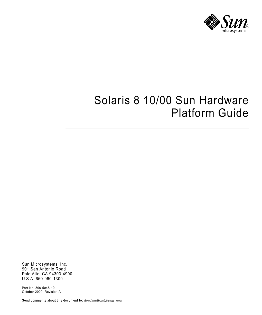 Solaris 8 10/00 Sun Hardware Platform Guide