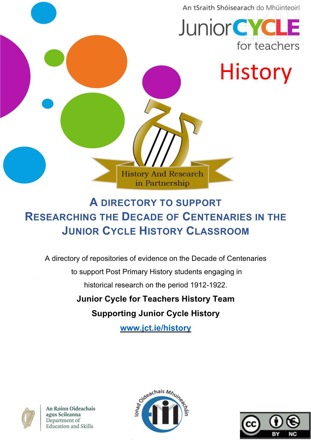 A Directory to Support Researching the Decade of Centenaries in the Junior Cycle History Classroom