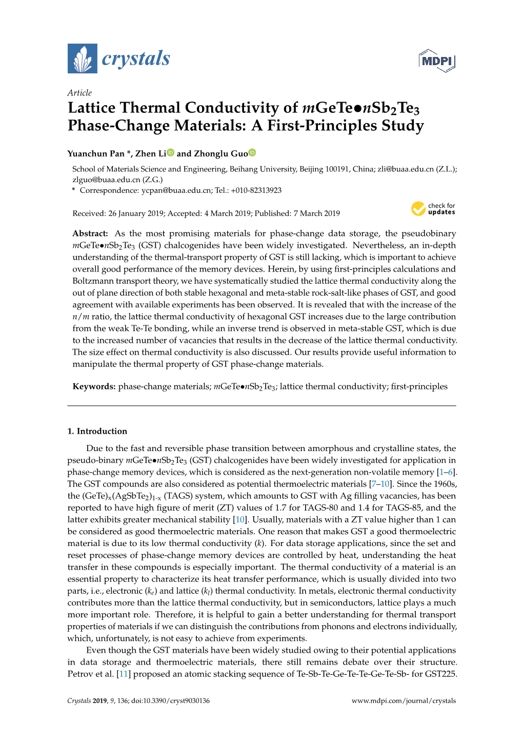 Lattice Thermal Conductivity of Mgete•Nsb2te3 Phase-Change Materials: a First-Principles Study