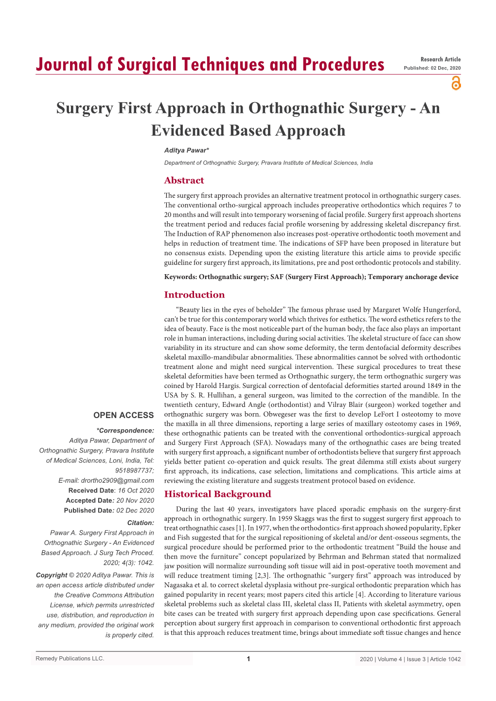 Surgery First Approach in Orthognathic Surgery - an Evidenced Based Approach