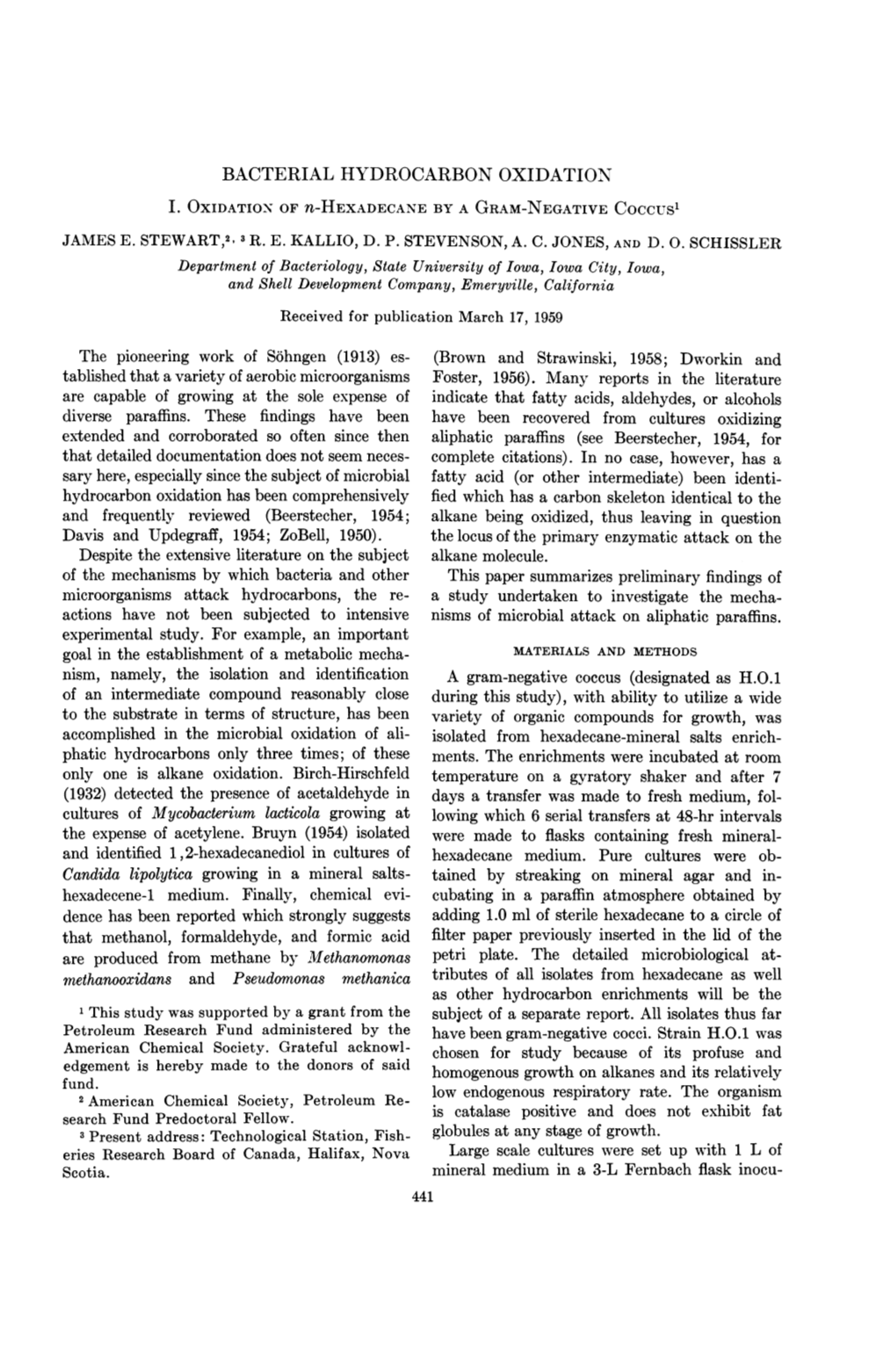 BACTERIAL HYDROCARBON OXIDATION Davis