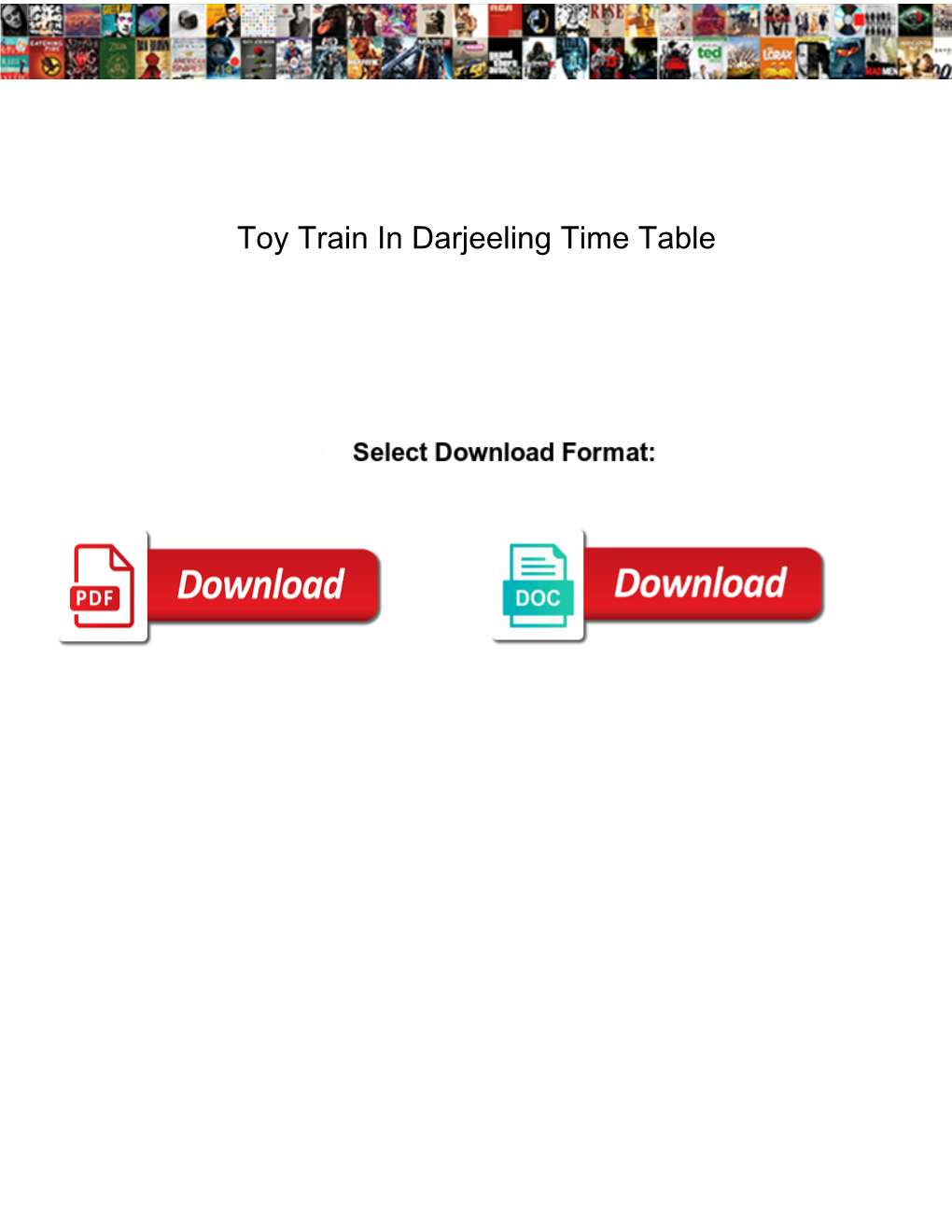 Toy Train in Darjeeling Time Table