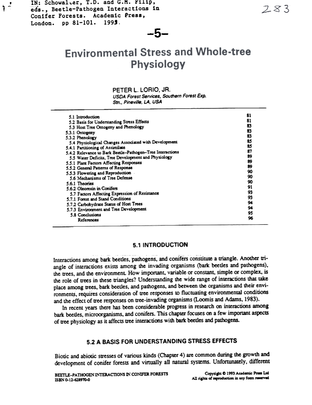 IN: Schowal~Er, T.D. and G.M. Filip, , - Eds., Beetle-Pathogen Interactions in Conifer Forests